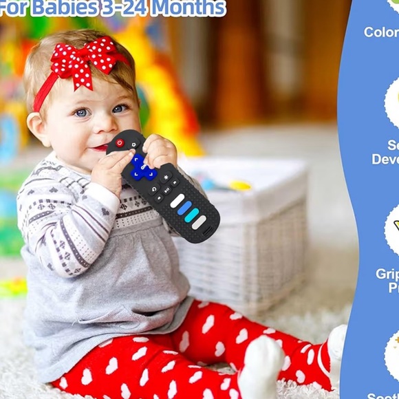 Baby Teething Toys-TV Remote Control Shape Silicone Infants Teething Toys - Picture 3 of 6